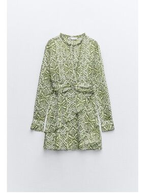 zara trafaluc green dress Zara Trafaluc Womens Size Small Dark Green Dress Long Sleeve Tie Neck
